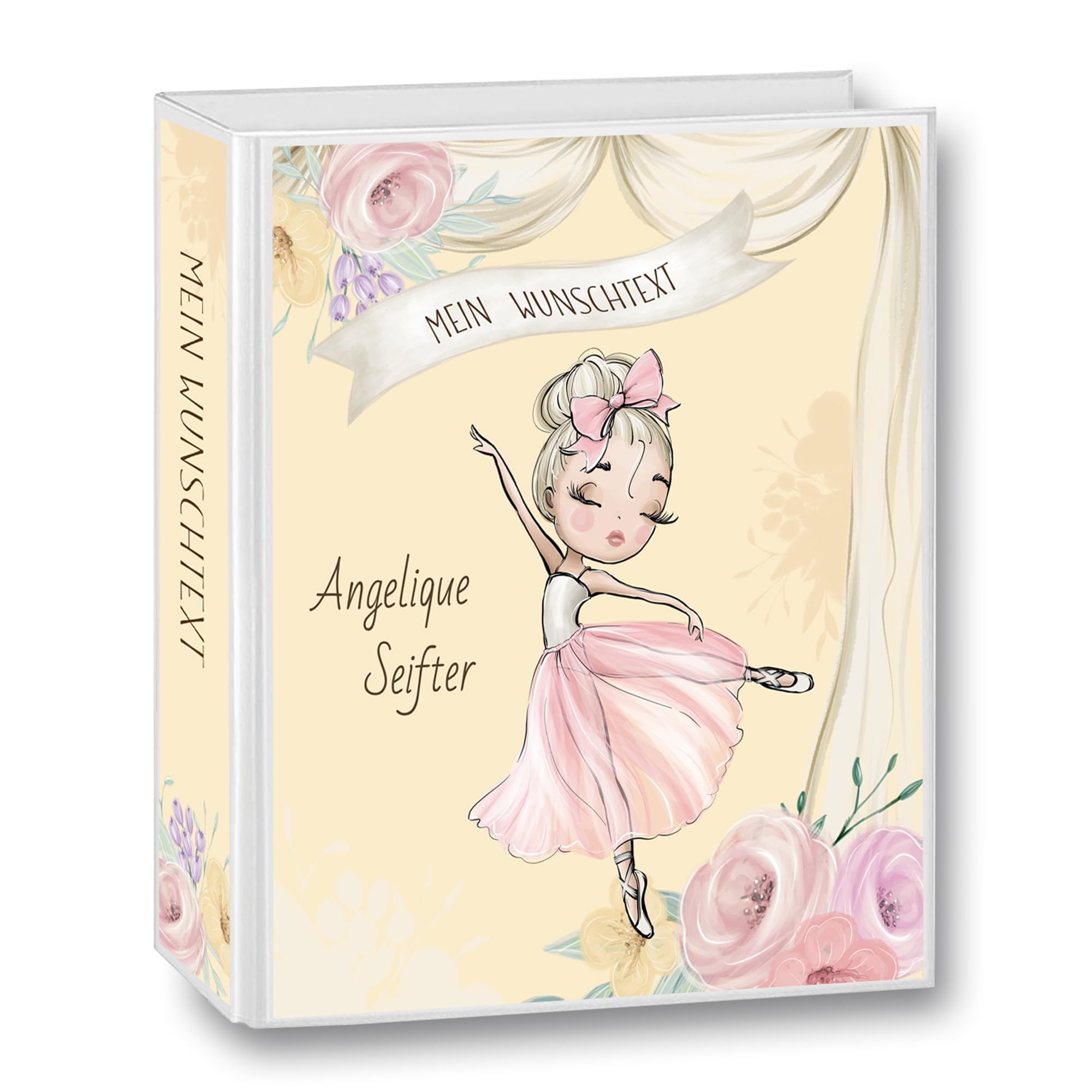 Kindergarten Ordner personalisiert mit Namen und Wunschtext Ballerina Fly Balett A4 - Meine Kindergartenzeit Kindergartenordner Krippenzeit Portfolioordner Sammelordner Mädchen Gelb