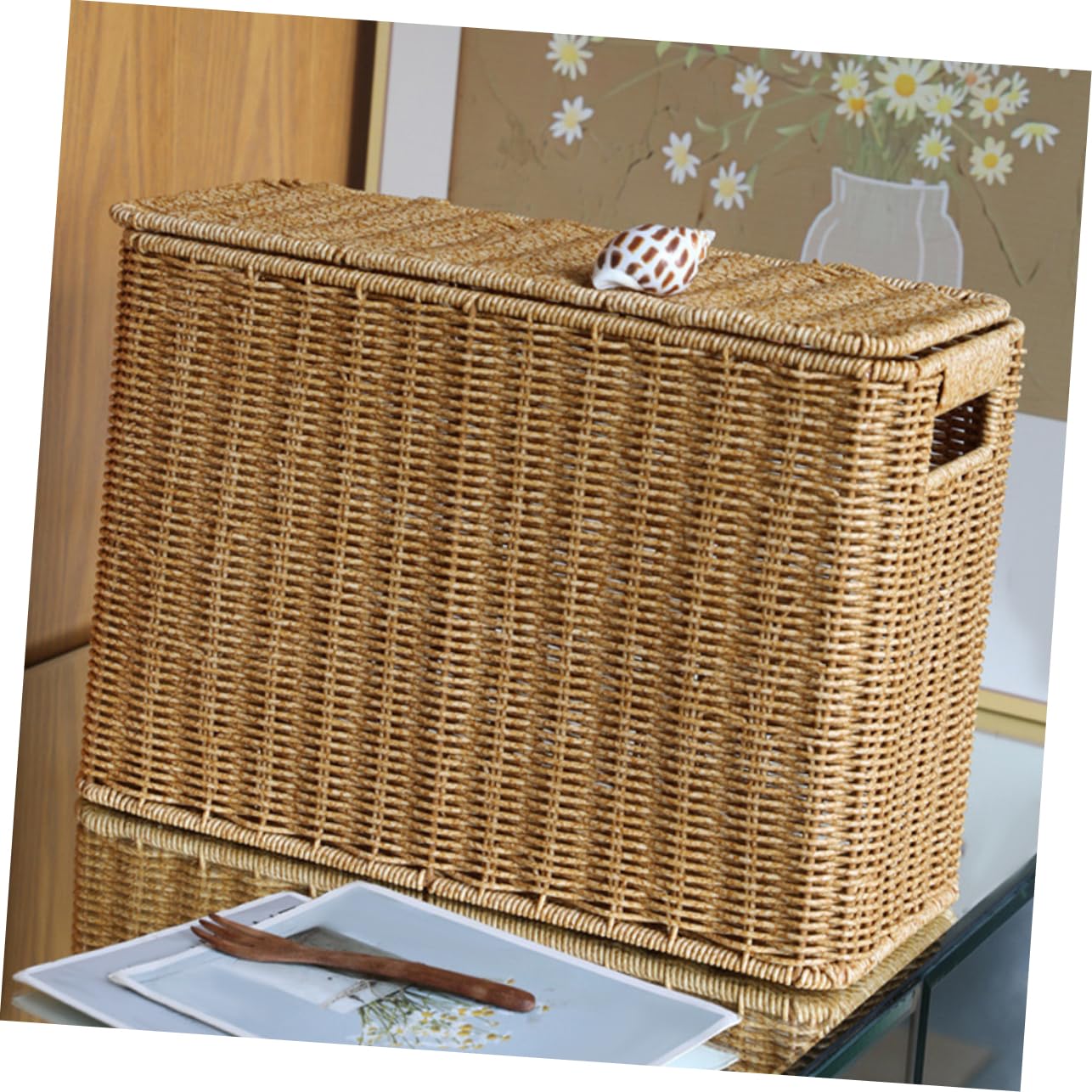 STOBAZA Cesta De Almacenamiento Tejida Con Para Juguetes y Accesorios Recipiente Organizador Portátil De Casa Para Cocinas y Salones Diseño Práctico y