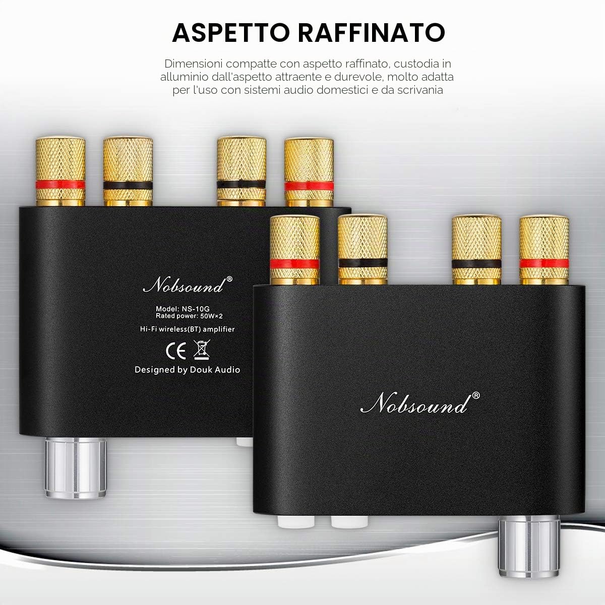 Nobsound NS-10G Mini amplificatore HiFi digitale Bluetooth 5.0; 100 W con alimentatore (nero)