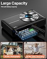 Vista 3 de Digital Camera, Latest FHD 1080P Digital Camera for Teens with SD Card Anti Shake Point and Shoot Cameras Portable 16X Zoom Compact Small Cameras