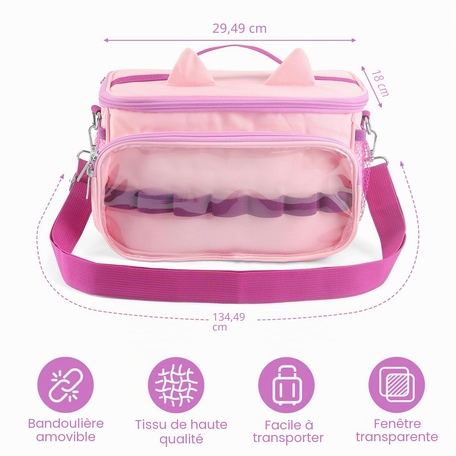 Sac pour Toniebox Tonie, rangement pour figurines auditives Tonies, sac de transport avec bandoulière, pour kit de démarrage Toniebox et accessoires Tonies, Rose, Décontracté
