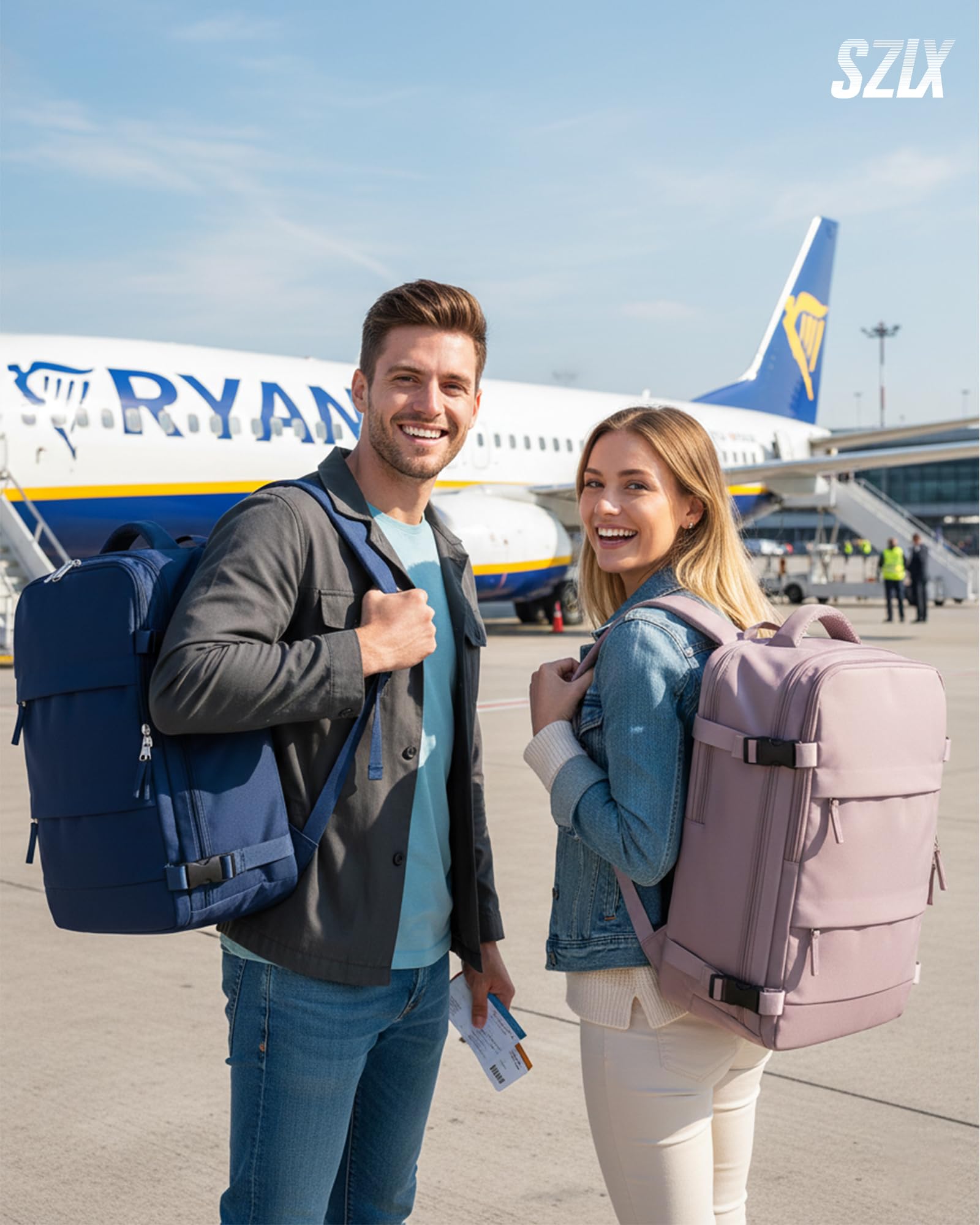SZLX Zaino A Vuoto Con Pompa Donna, Zaino Ryanair 40x30x20 Sottovuoto Zaino da Viaggio Ryanair Wizzair, Ryanair Viaggio Ruscksack Dimensione Cabina Con Pompa Impermeabile Uomo Valigia A Vuoto