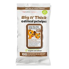Petkin Pet Wipes for Dogs and Cats Oatmeal 100 Wipes Large for Dogs and Cats - Soothes Itchy