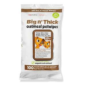 Petkin Pet Wipes for Dogs and Cats Oatmeal 100 Wipes Large for Dogs and Cats - Soothes Itchy