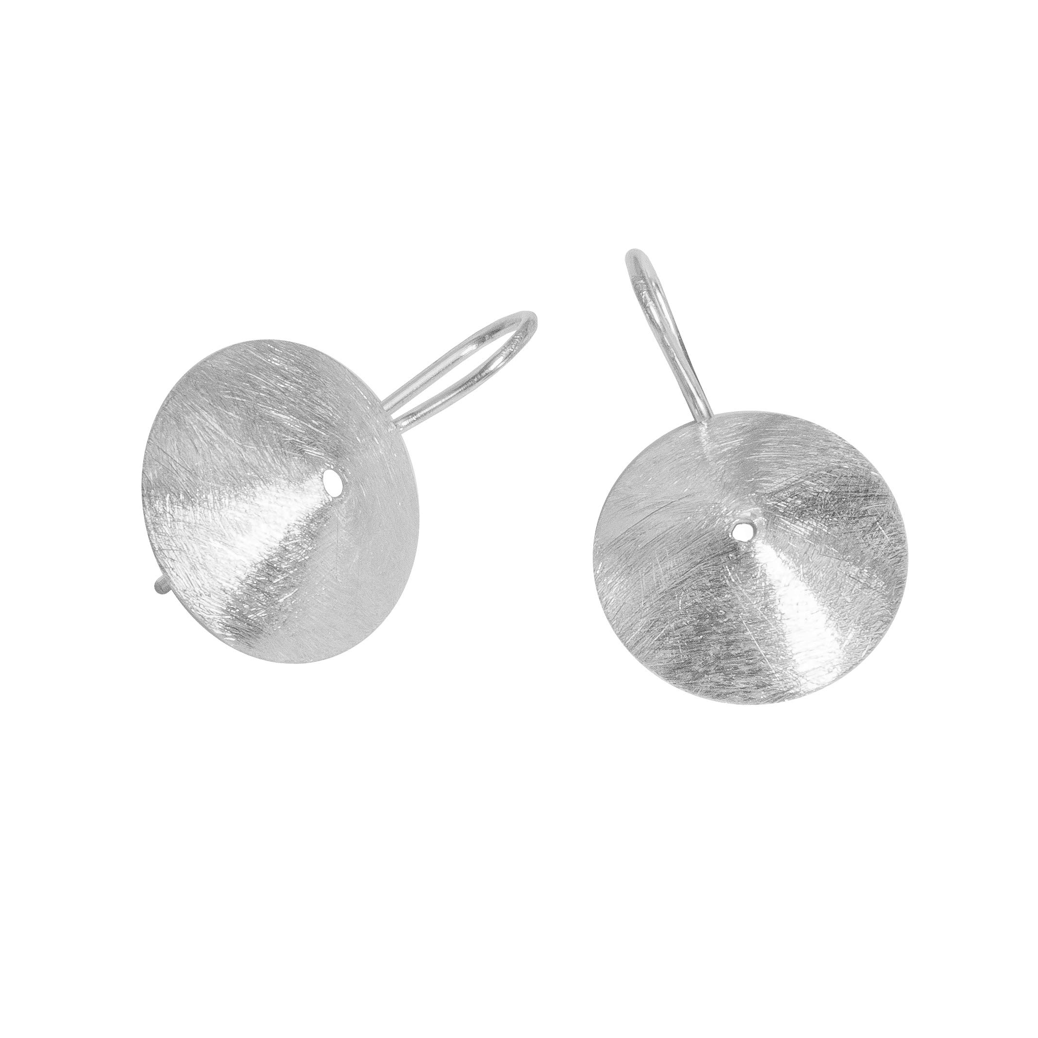 Claudia Lira JoyasCircular Cone Shape Hook Drop Earrings, Sterling Silver 925 Diamond Cut Brushed Finish, Handmade in Peru by