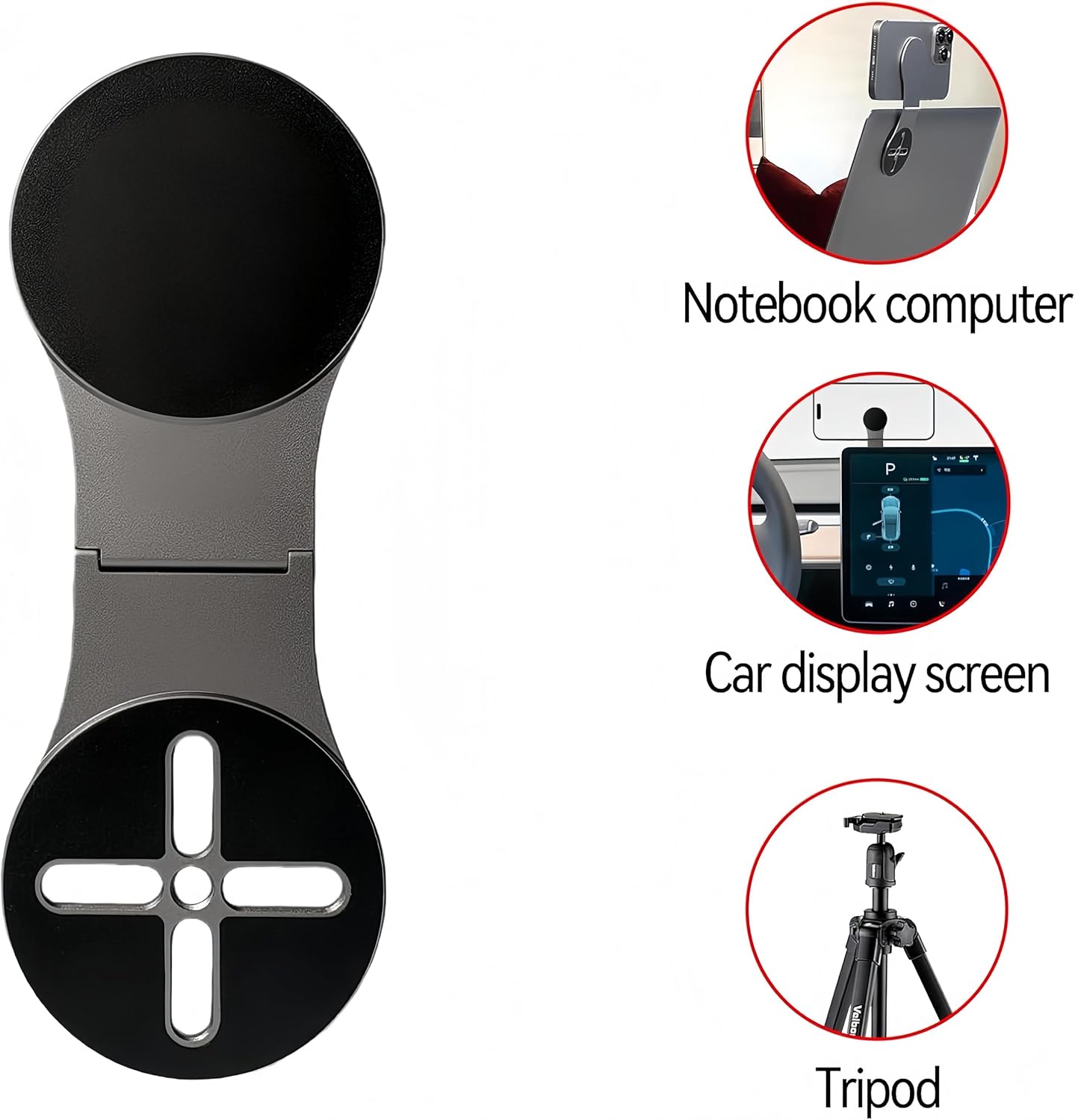 Tesla Model 3/ Y/S/X Phone Mount, Universal Magnetic Car Metal Holder with Strong Magnet Power for Magsafe iPhone Smartphones, Smooth Surface Screen Stand, Foldable image 4