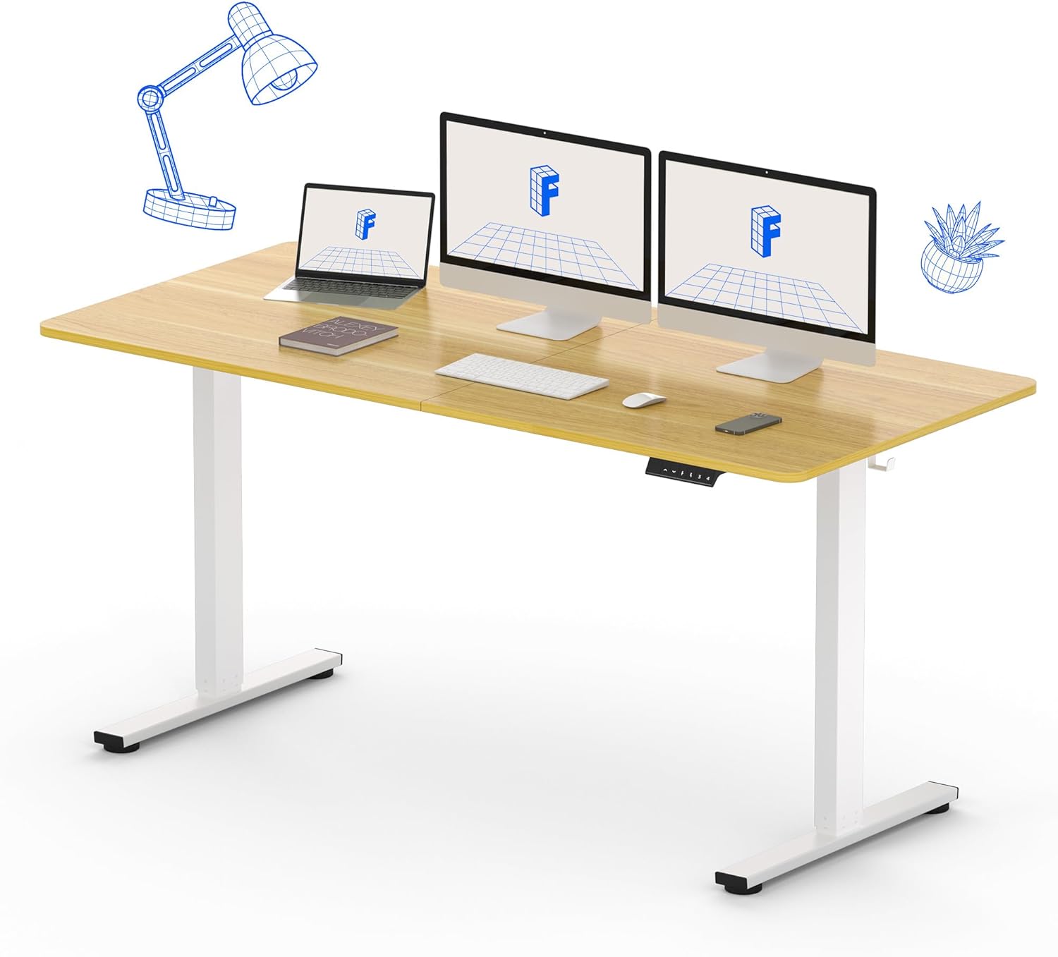 FLEXISPOT Electric Standing Desk 63 x 24 Inch Adjustable Height Desk Home Office Computer Workstation Sit Stand Desk, Maple Top + White Frame FLEXISPOT Electric Standing Desk 63 x 24 Inch Adjustable Height Desk Home Office Computer Workstation Sit Stand Desk, Maple Top + White Frame