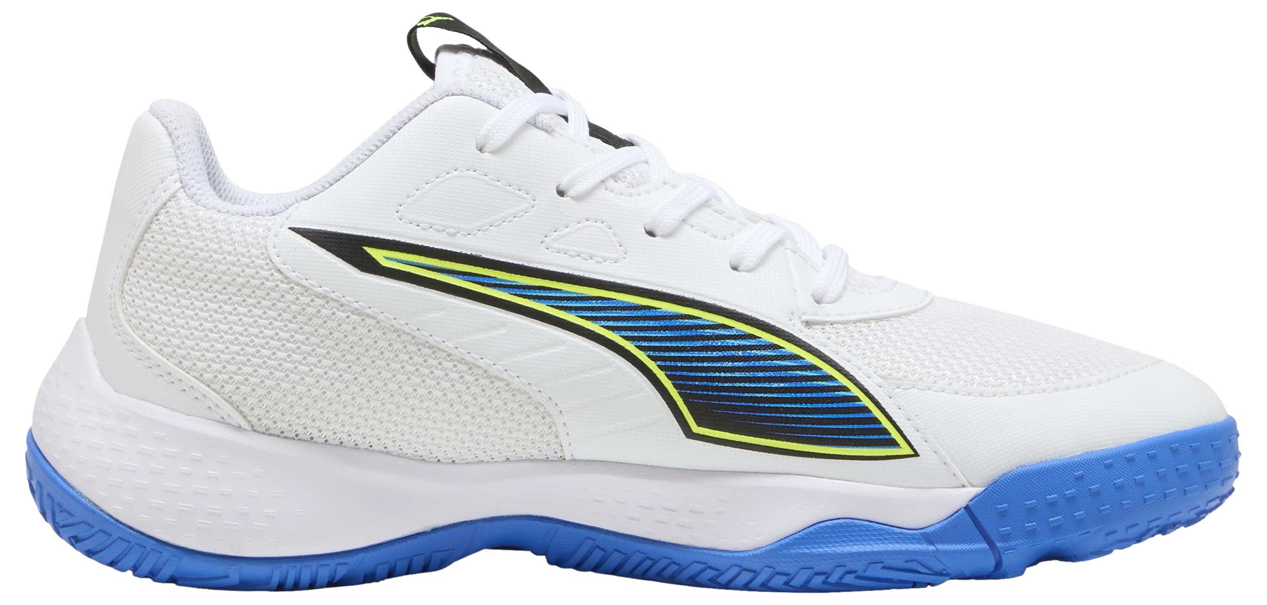 PUMA Accelerate JR 4 Game ON Handballschuh, White-Glowing RED-Ultra Blue, 35.5 EU