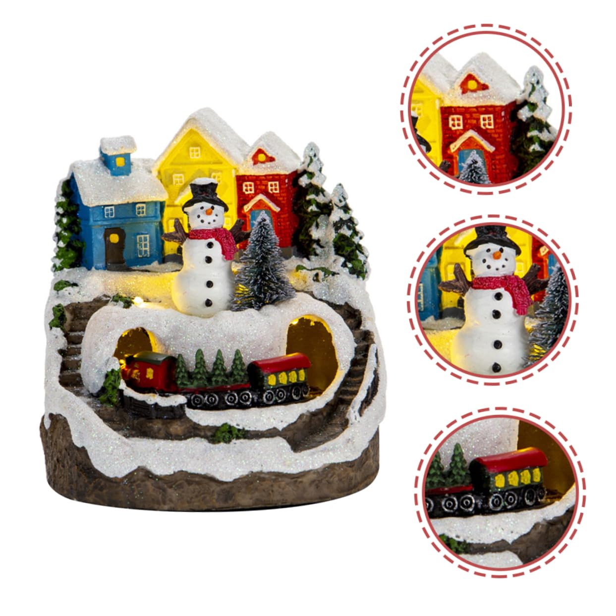 Casa Navideña Luminoso con Música y Tren Figuras Decorativas para Mesa Invierno Navidad