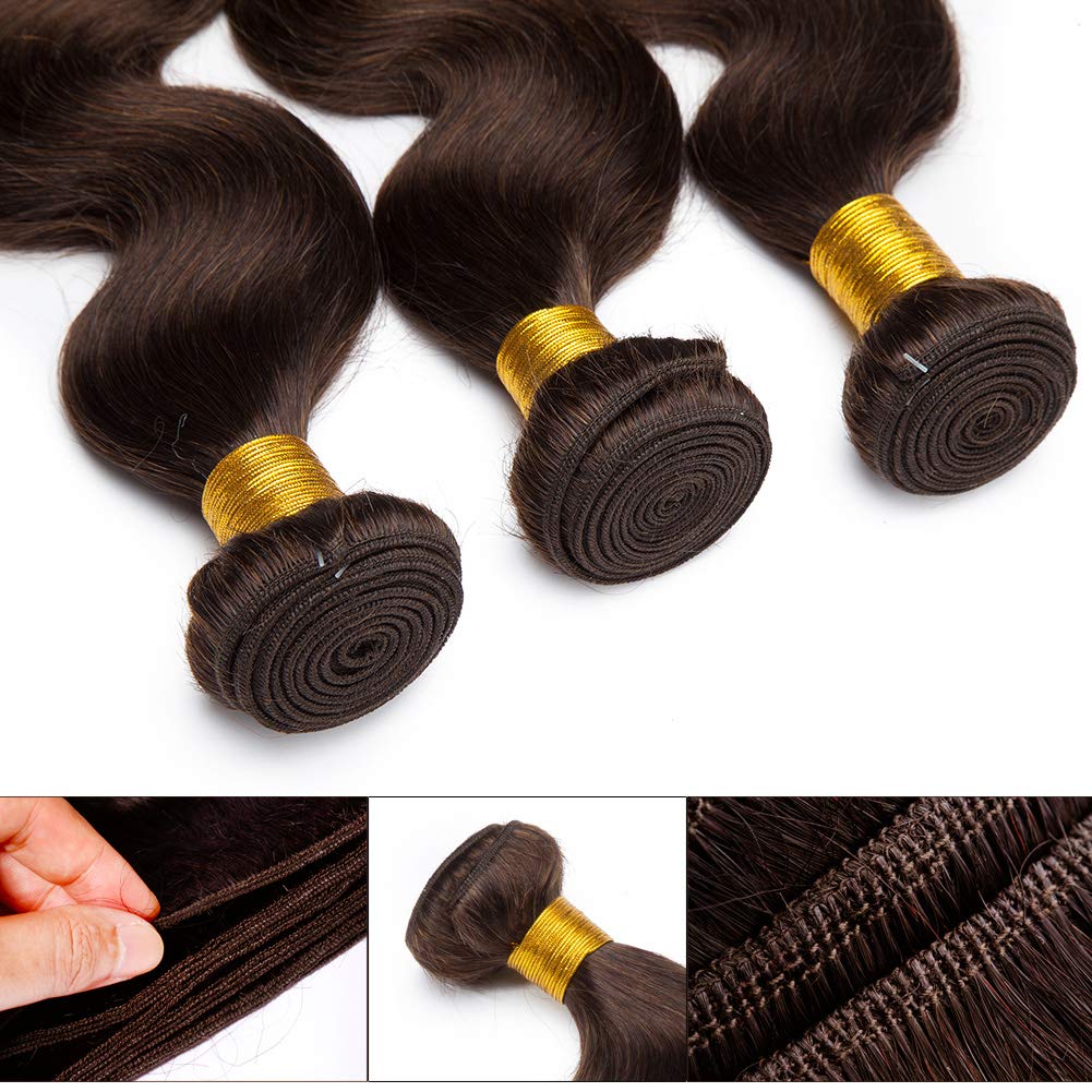Brazilian Hair African Ameri Long Lt/Med Brown NWT Amazon.com : Dark Brown Bundles Human Hair Brazilian Body  main image 2