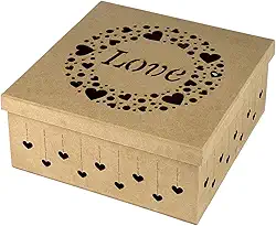 Caixa Em Mdf 25cm x 25cm x 10cm Love Presente Surpresa Namorados Festa na Caixa Coração Frase Detalhada