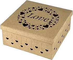 Caixa Em Mdf 25cm x 25cm x 10cm Love Presente Surpresa Namorados Festa na Caixa Coração Frase Detalhada