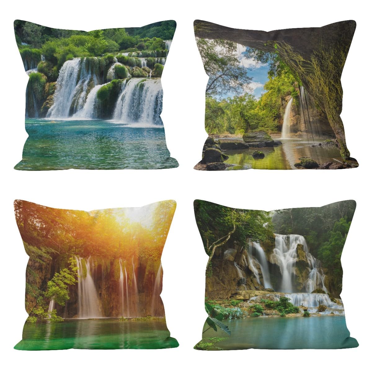 Housse coussin à langer CEVAN et taie d'oreillers rectangulaire en linge de lin 50x50