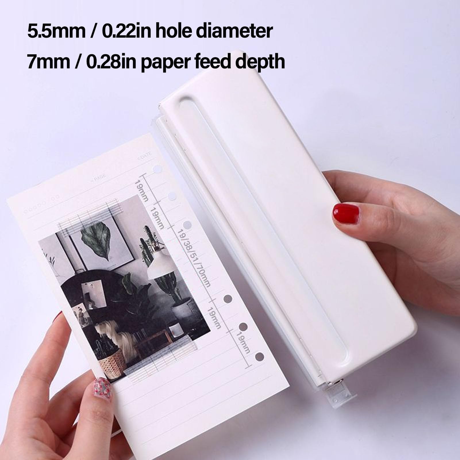 Perforatore per carta a 6 fori, con profondità di perforazione regolabile di 7 mm e limitatori di posizionamento, capacità di 6 fogli perforatrice regolabile per rapporti, materiali di studio