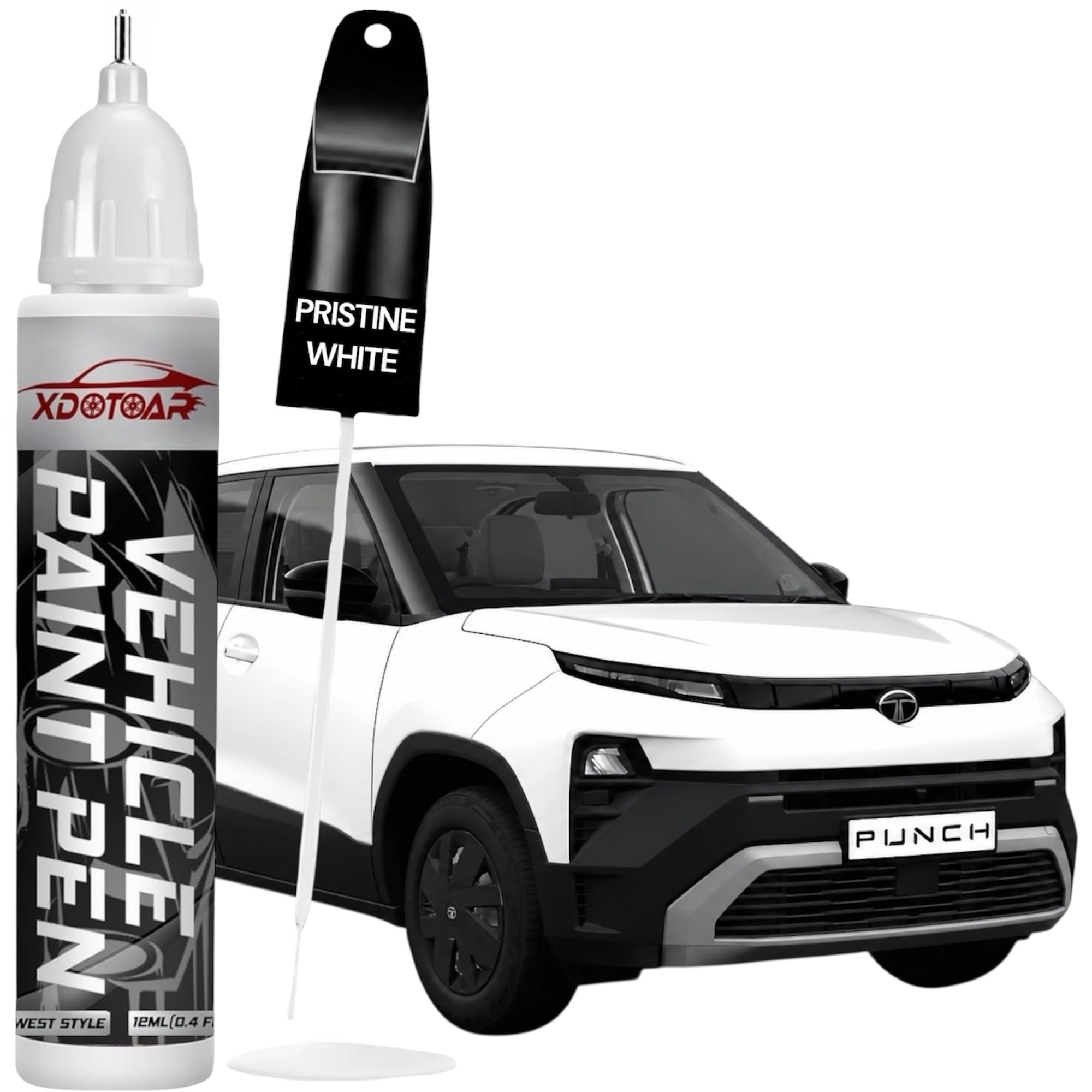xdotoar Car Touch Up Paint Pen for Tata PUNCH Pristine White | Factory Color Matched 2K Paint Technology | Car Scratch Remover & Paint Chip Repair | Quick Dry Formula | Rust Protection | 18ml-picture-30