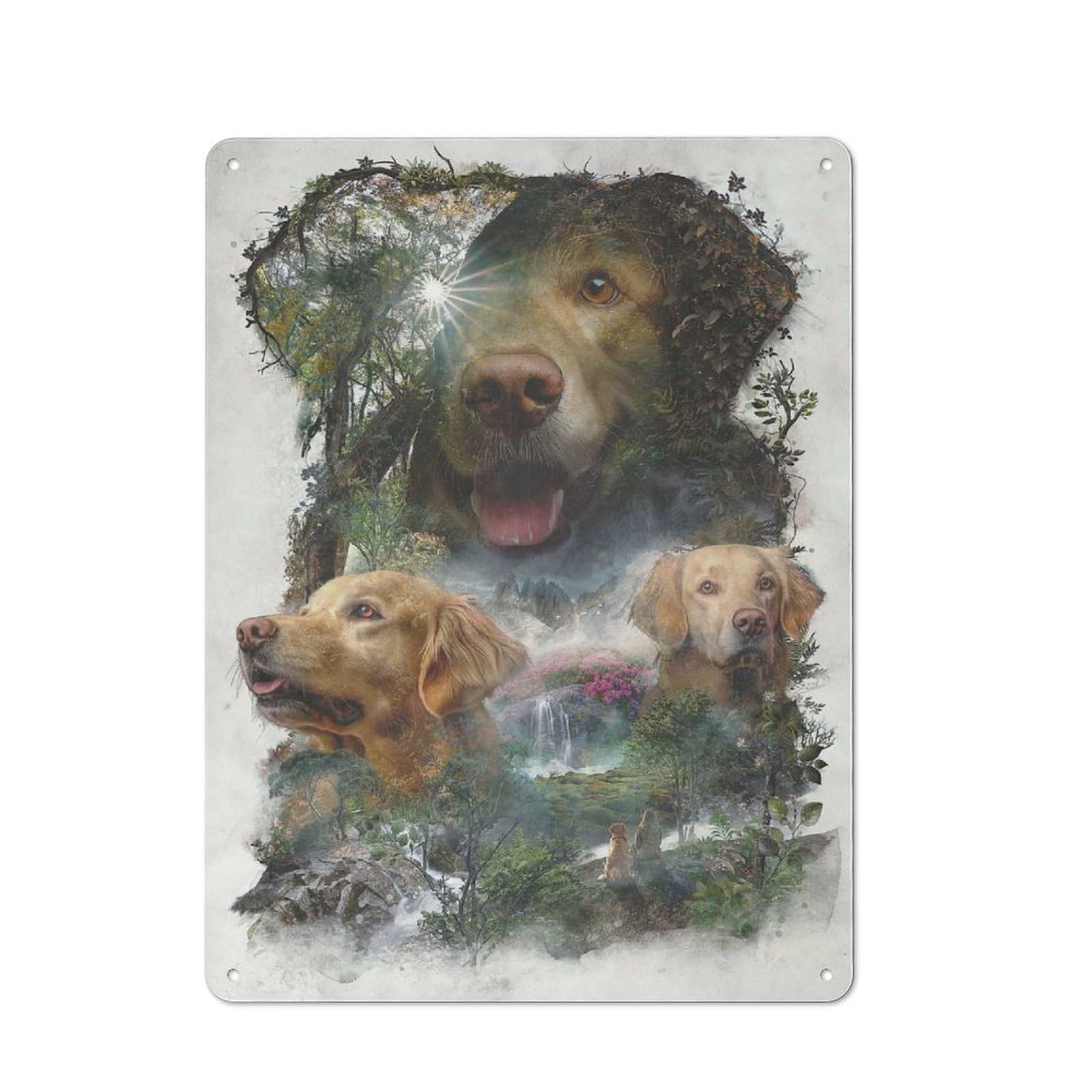 Bar Wall Golden Retriever Decorative Metal Plaque, Wall Decor for Home Pub, Dining Room Or Drinks Area, 40x30cm