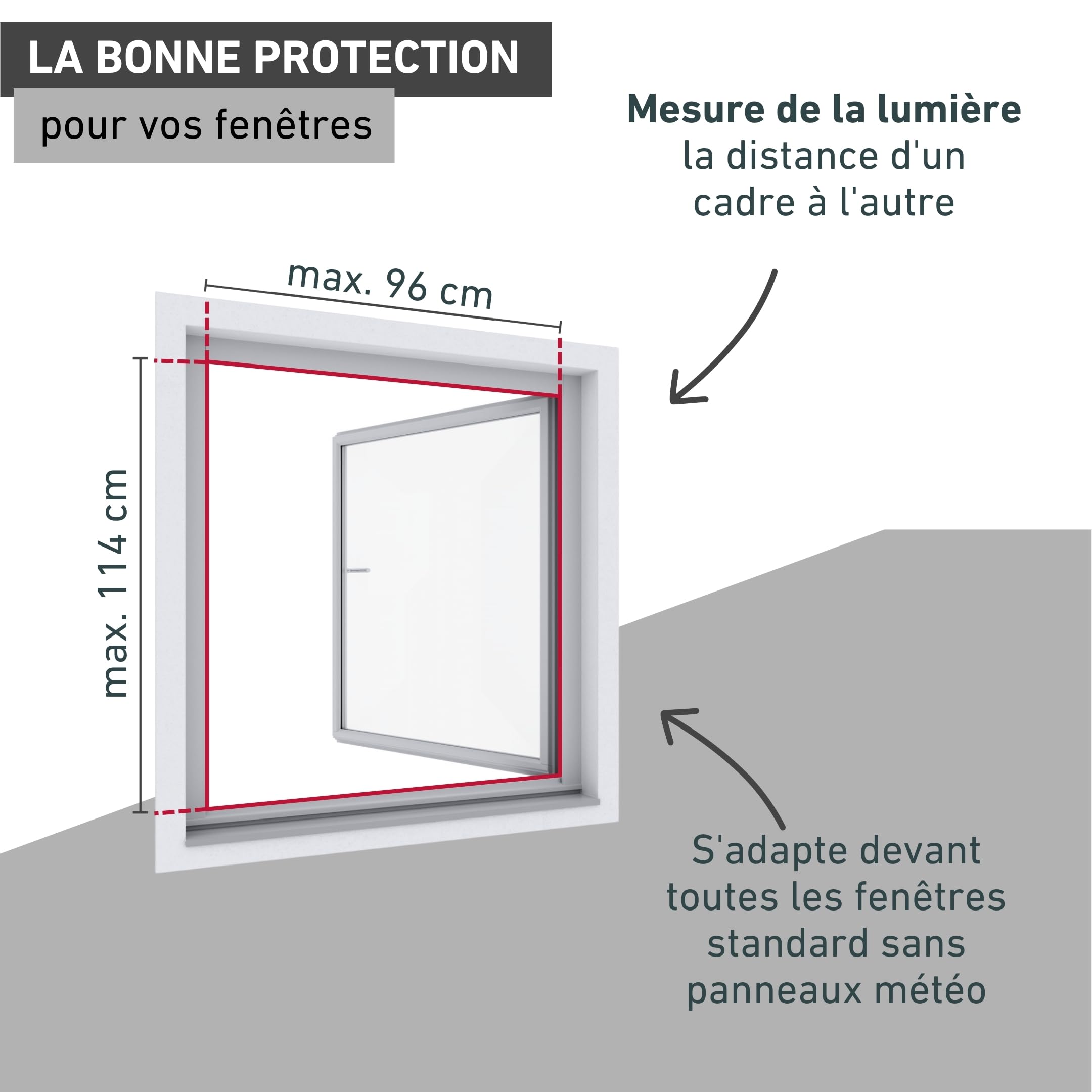 Windhager Moustiquaire Cadre Fixe Pour Fenetres Plus, Pare-moustiquaires Cadres en aluminium pour fenêtres, 100 x 120 cm, anthracite, 03899