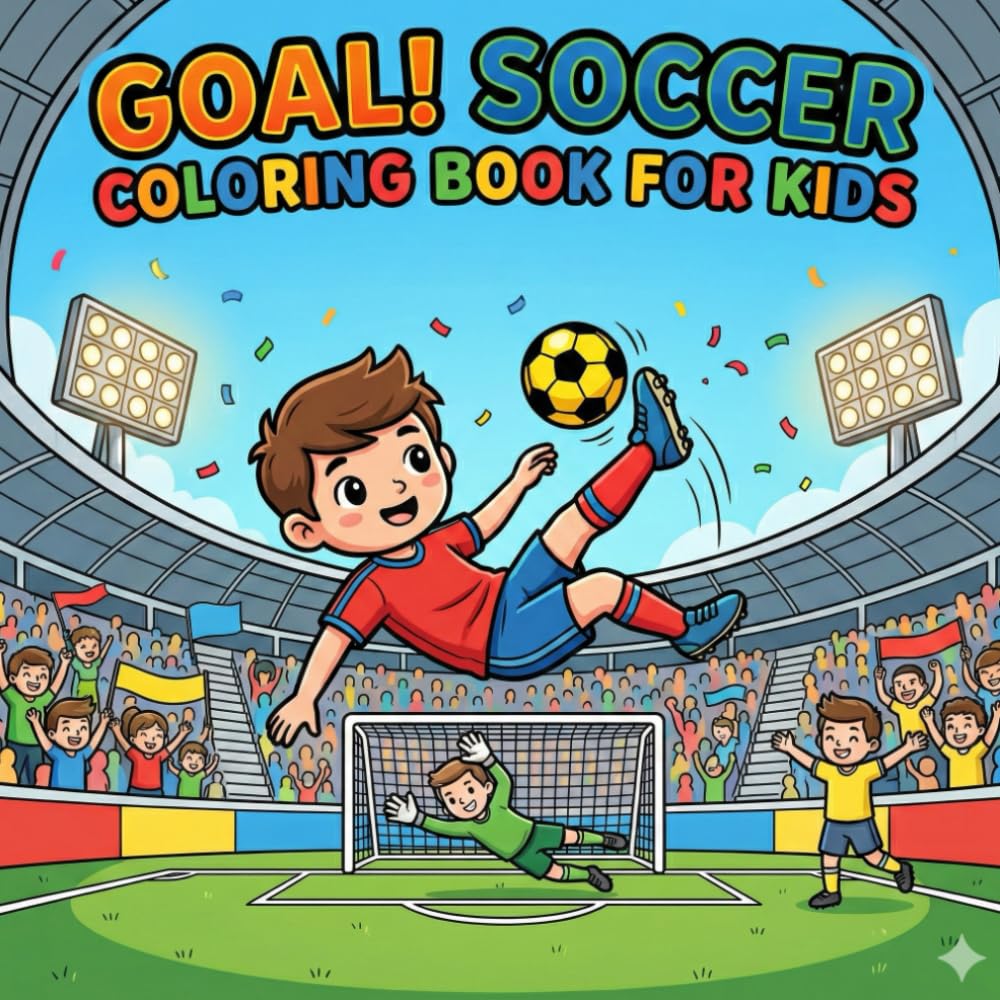Goal! Soccer Coloring Book for Kids: 25 Action-Packed Pages of Football Fun, Stadium Scenes, and Champion Celebrations for Boys & Girls