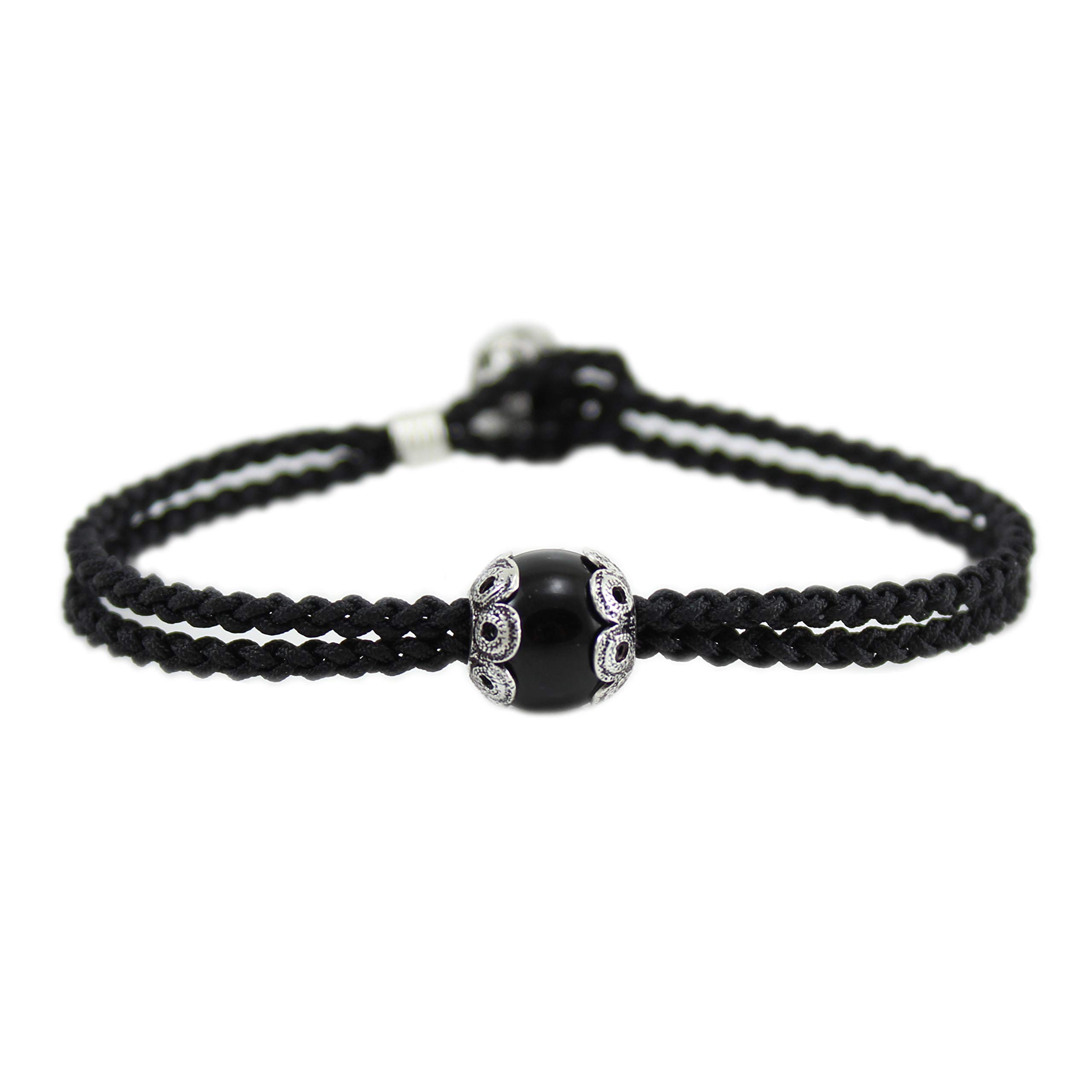 Bracciale Maglia Argentata Unisex Filu&Trama In Filigrana Sarda Con Onice, Portafortuna, 19,5 Cm