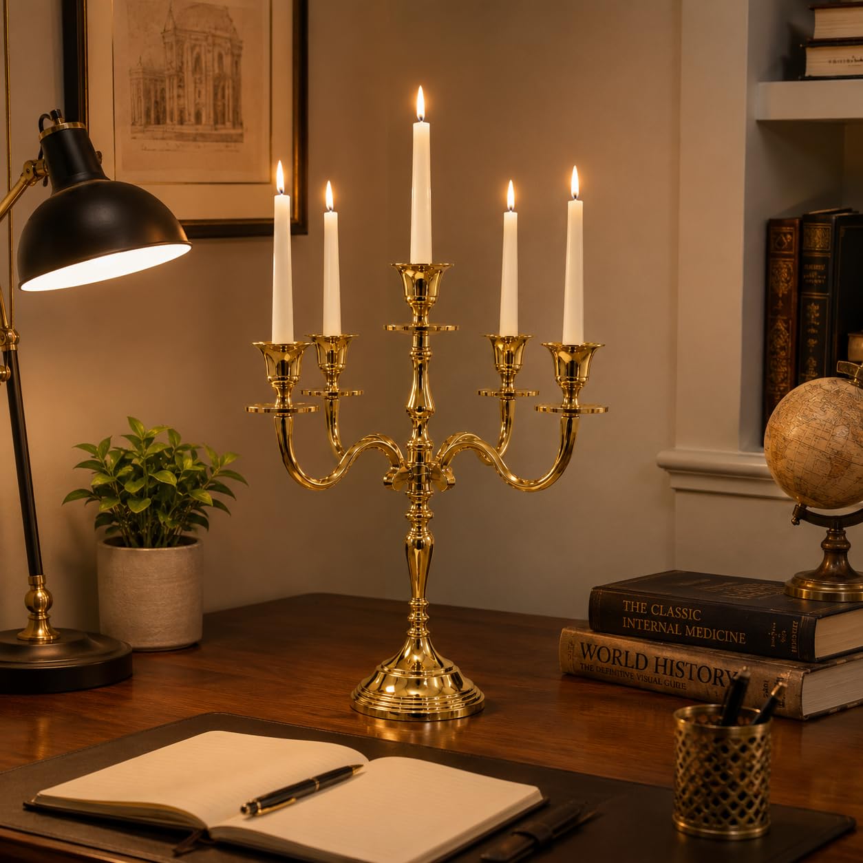 Vintage Gold Candelabra - Elegant Table Centerpiece -6 Vintage Gold Candelabra - Elegant Table Centerpiece -6