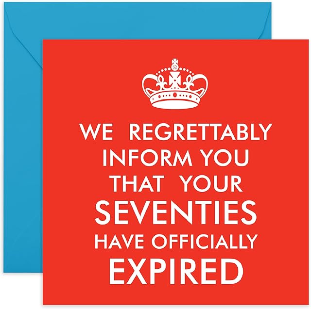 Happy 80th Birthday Card - 'Seventies Have Expired' - Funny Birthday Cards for Women Men Age 80 - Dad Mum Grandad Nana - 80 Year Old - Comes With Fun Stickers - By Central 23