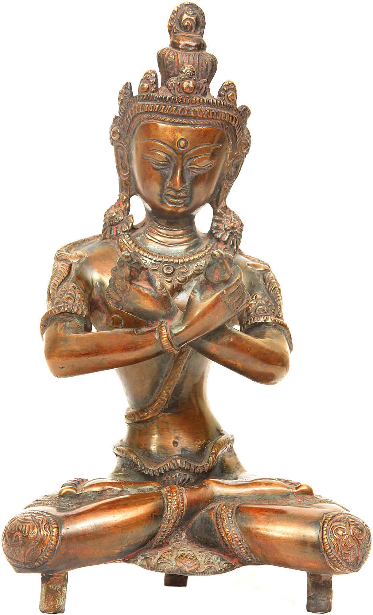 Bouddha Vajradhara Exotic India statue en laiton style primitif