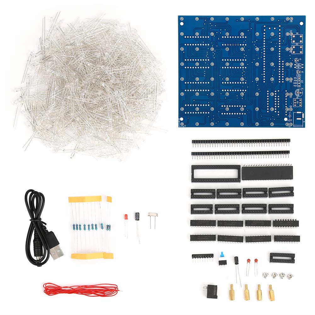 Kit Cubo LED 3D 8x8x8 Per Saldatura Fai Da Te | Luce Cubica A LED Rosso O Blu Con PCB E Accessori, Decorazione Casa