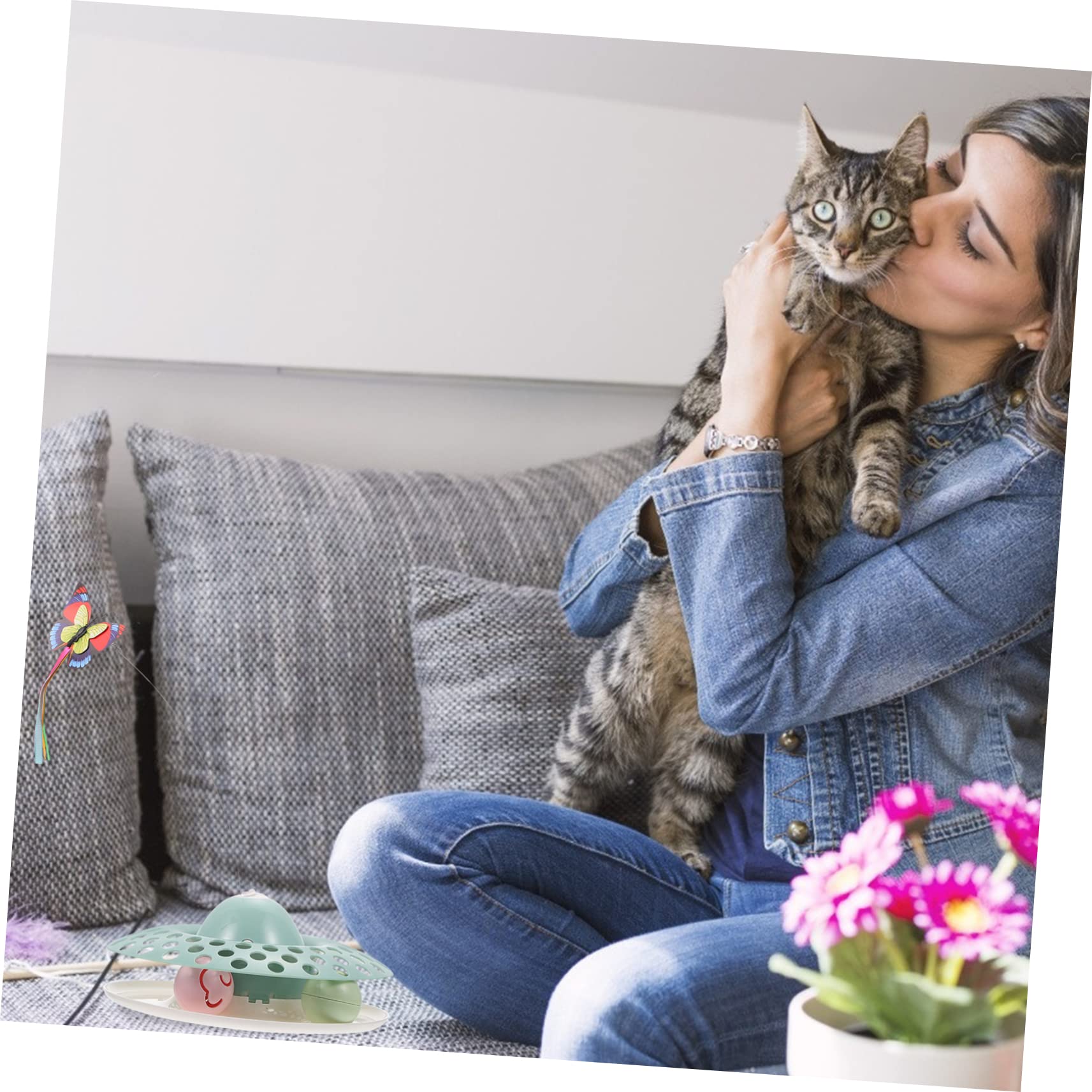 BESPORTBLE 1 Satz Interaktives Katzenspielzeug mit Rotierenden Schmetterlingen Selbstunterhaltungsset für Katzen Stimuliert für Drinnen und Draußen Sicher und Schadenfrei für Haustiere