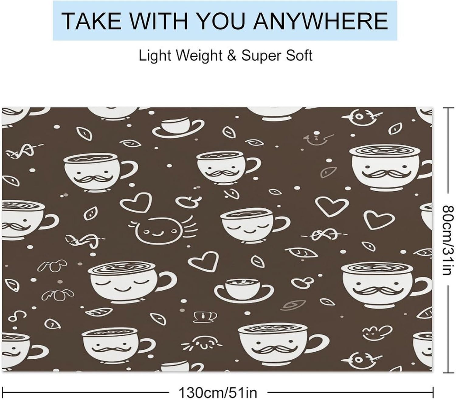 Swimming Towel, Cartoon Style Coffee Printed Fashion Towel,Portable Towel,Durable Towel