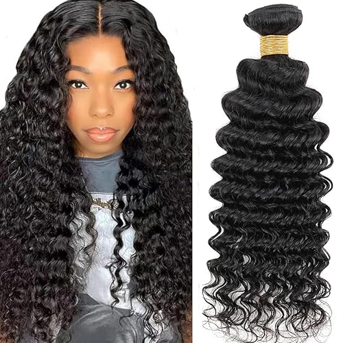 Miniatura 1 de Paquetes de cabello humano de onda profunda, un paquete de extensiones de cabello virgen brasileño de 18 pulgadas, paquetes de cabello humano