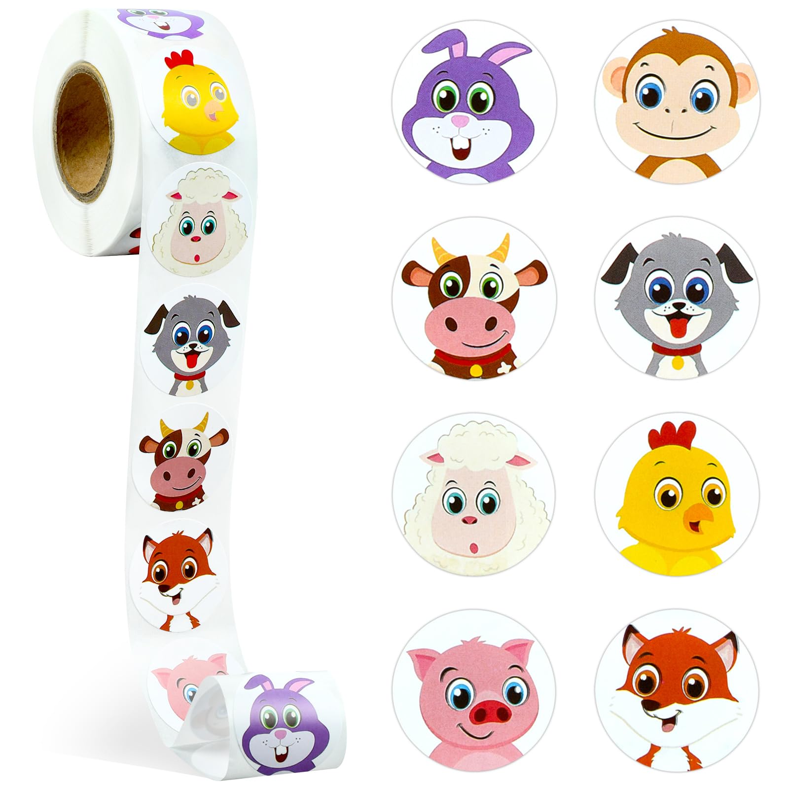 1000 Adesivi Rotondi Animali Per Bambini – 16 Disegni Diversi, Diametro 2,5 Cm, Per Ricompense, Decorazioni Feste E Lavoretti Creativi - 2