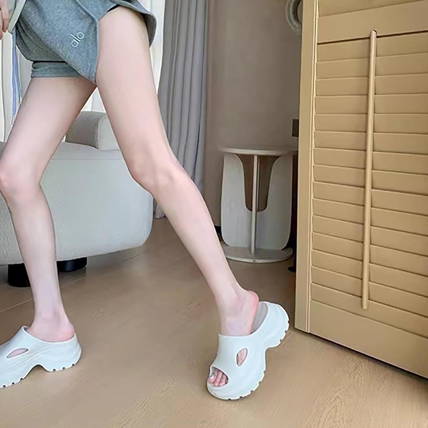 Women Eva Round Open Toe Arch Support Platform Cloud Slide Sandals Slip-On Comfort Anti-Slip Lug Sole Pillow Bathroom Shower Slippers Outdoor Casual Lightweight Cushion Beach Walking Sandals