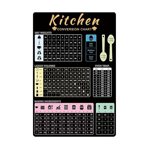 Kitchen Conversion Chart Magnet for Refrigerator,Measurements Conversion Chart,Baking Supplies Baking
