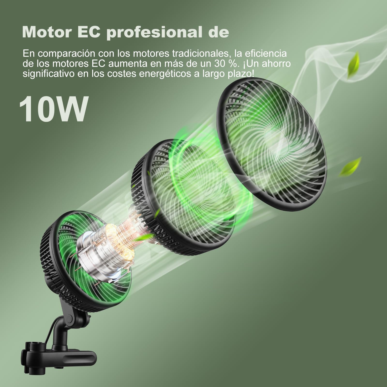 Ventilador de cultivo clip - Ventilador oscilante ajustable con 10 velocidades, silencioso para tienda de cultivo