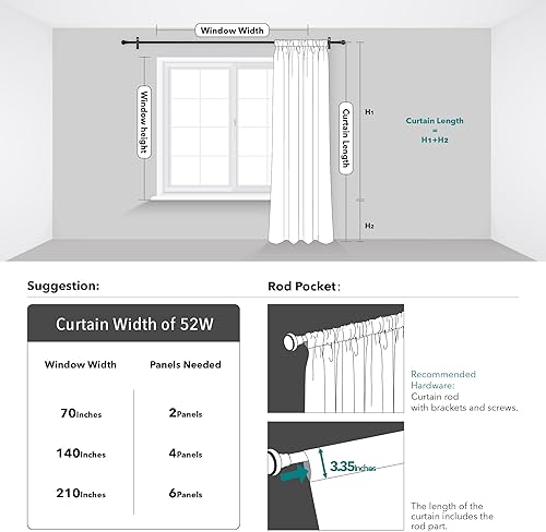Miniatura 8 de Deconovo - Cortinas totalmente opacas, dobladillo para barra, doble capa, para dormitorio, sala, 2 paneles