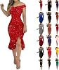 Cocktail Dress for Women,2024 Elegant Sexy Skinny Wedding Guest Dress,Trendy Ruched Slit Irregular Party Dress