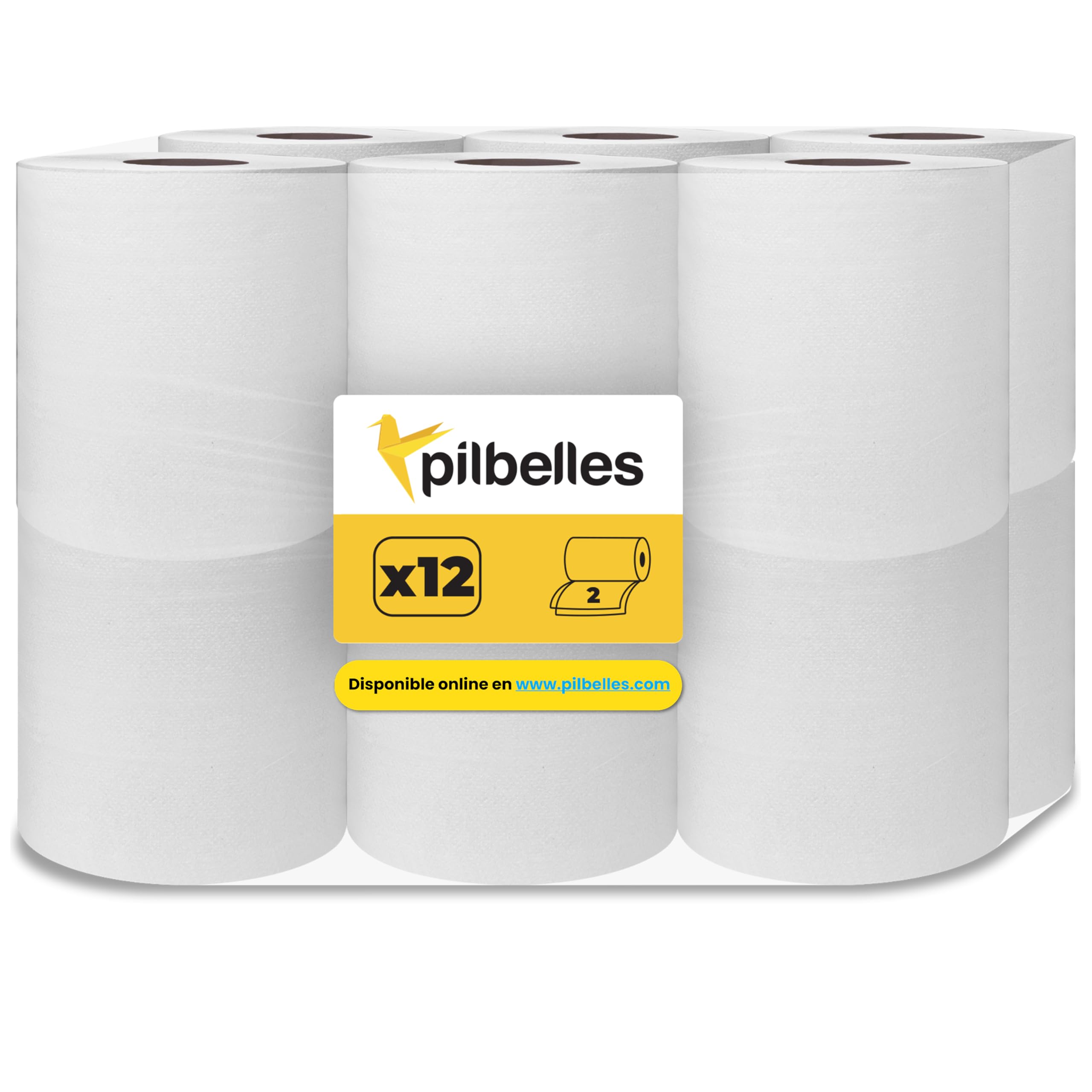 Rotoli Carta Asciugatutto 2 Veli - 12 Rotoli Bianco - Rotolo Centrefeed Adatto anche per Dispenser