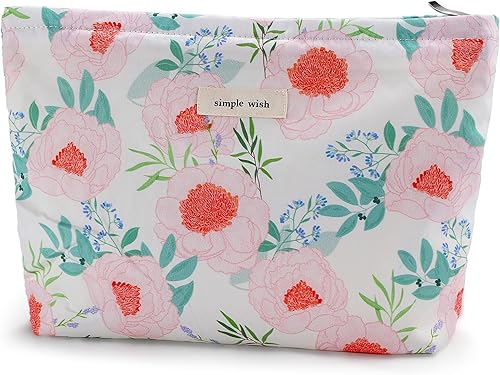 Miniatura 1 de Bolsa de maquillaje de flores, bolsa grande de viaje para cosméticos para mujer, bonita bolsa de maquillaje con cremallera, bolsa de cosméticos para