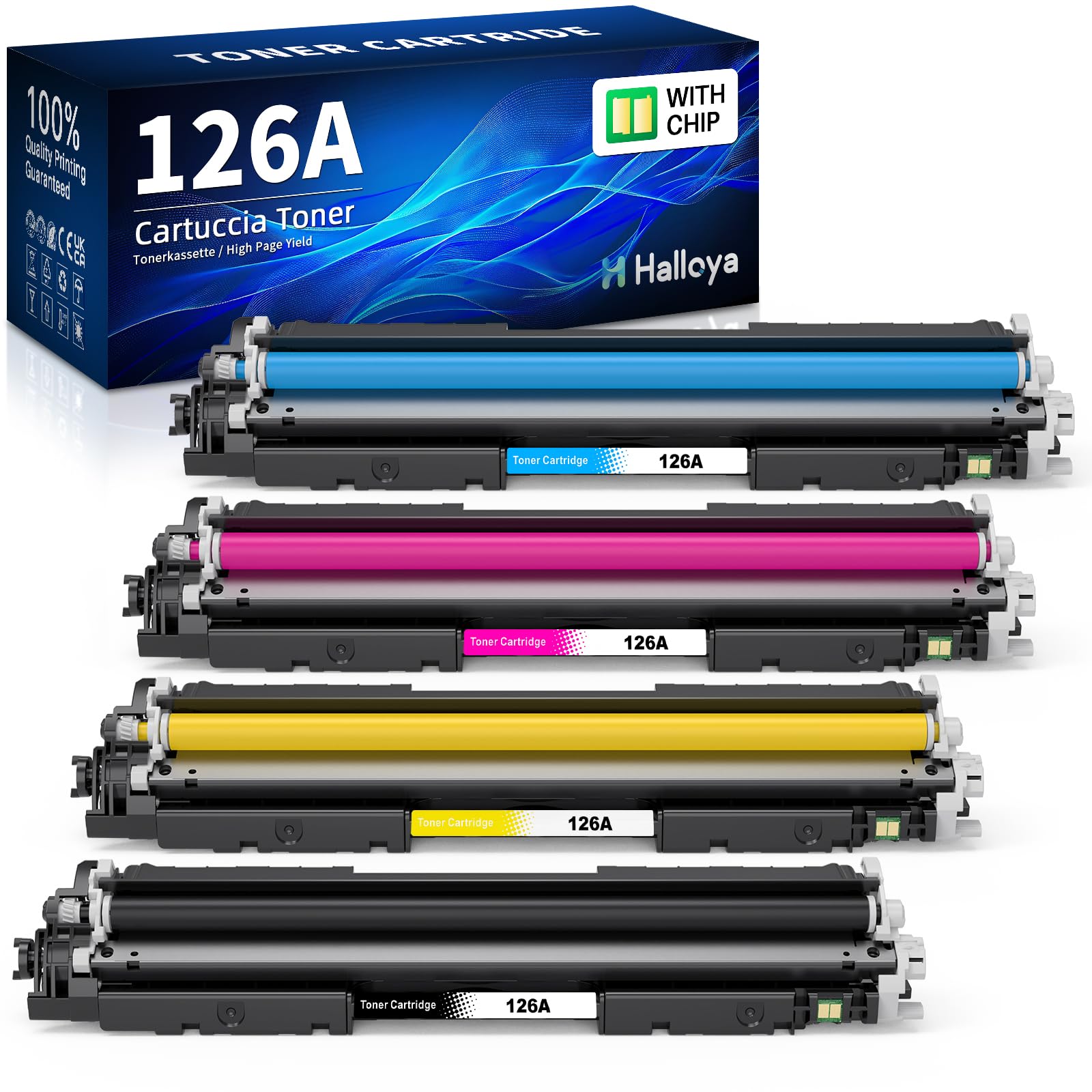 Halloya 126A CE310A Toner Kompatibel für HP LaserJet Pro 100 Color MFP M175 M175A M175nw M275nw M176 M176fn M177 M177fw CP1025nw CP1025 (4er-Pack)