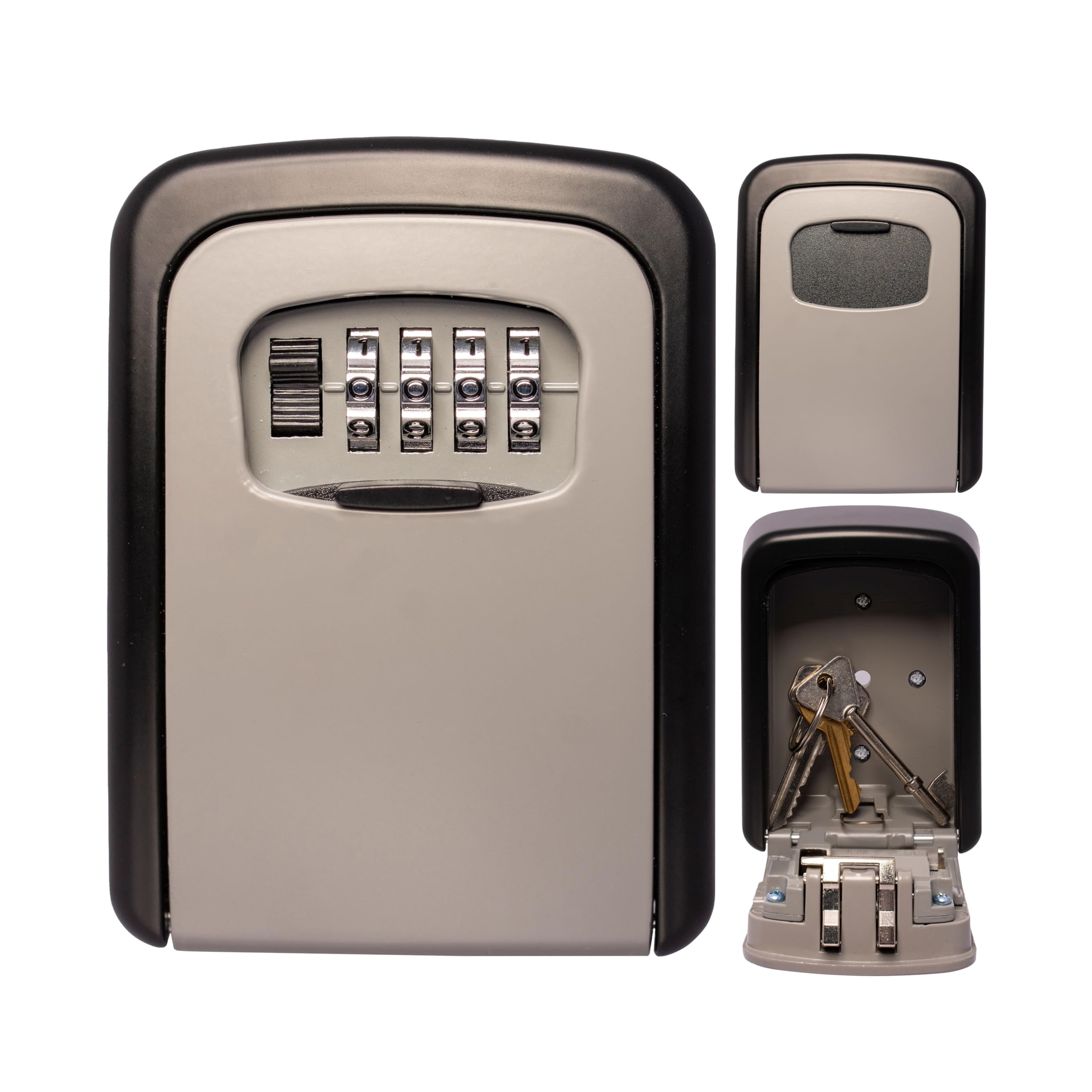 TSS Medium Size Wall Mounted Key Safe 4 Wheel Combination Key Lock Box Outdoor Key Box Wall Mounted