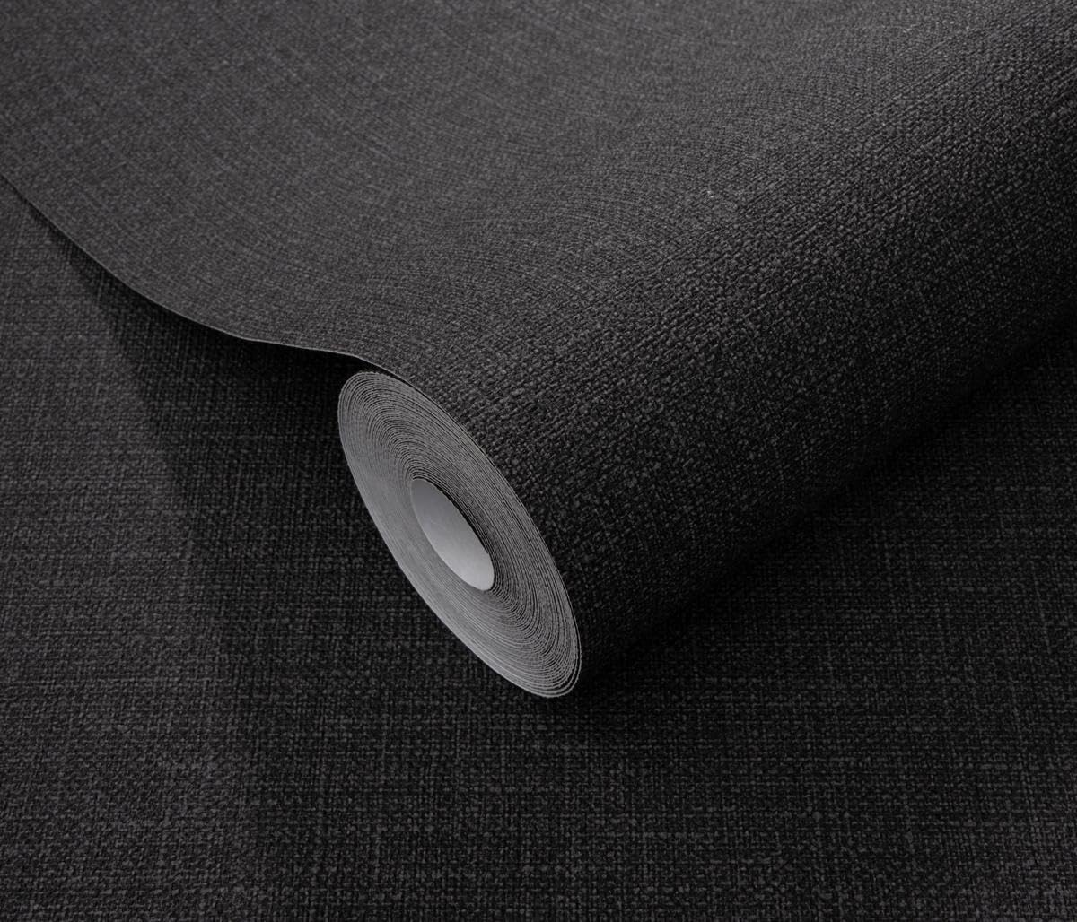 Black Wallpaper, Non-woven, Hot Embossed Vinyl, Textured, 1.8kg, 53cm x 10.05m, Free Match Pattern, Colour & Textures Collection