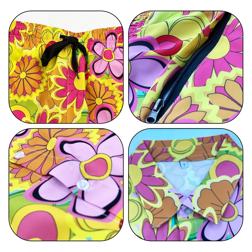 Ensemble hawaïen pour homme, chemise de plage et short avec chapeau cloche