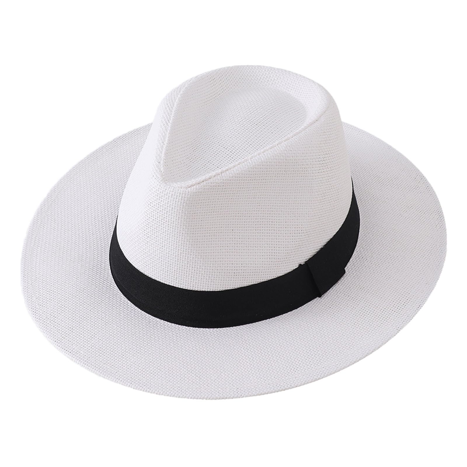 Générique Chapeau de Paille Homme Femme Chapeau Panama Unisexe Classique Larges Bords Style Canotier Idéal Plage Plein Air élégant Solaire Intemporel