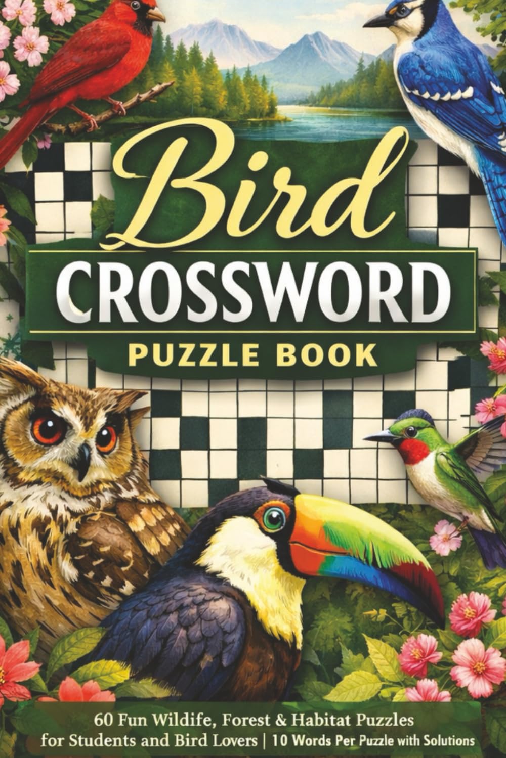 Bird Crossword Puzzle Book: 60 Fun Wildlife, Forest & Habitat Puzzles for Students and Bird Lovers | 10 Words Per Puzzle with Solutions