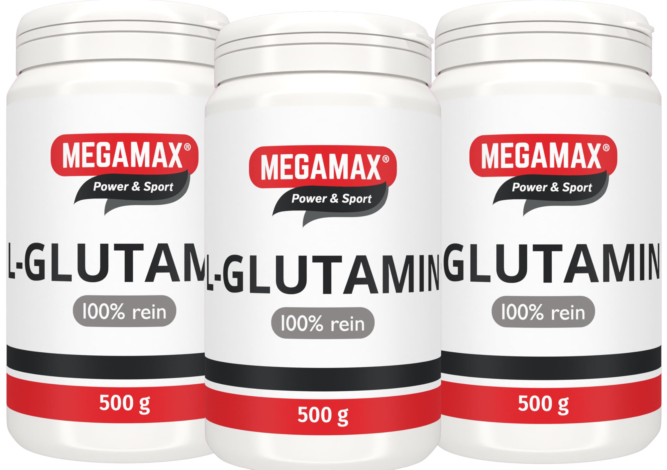 MEGAMAX L-Glutamin Pulver – geschmacksneutral, 100% rein, 300 Portionen (3er Pack)