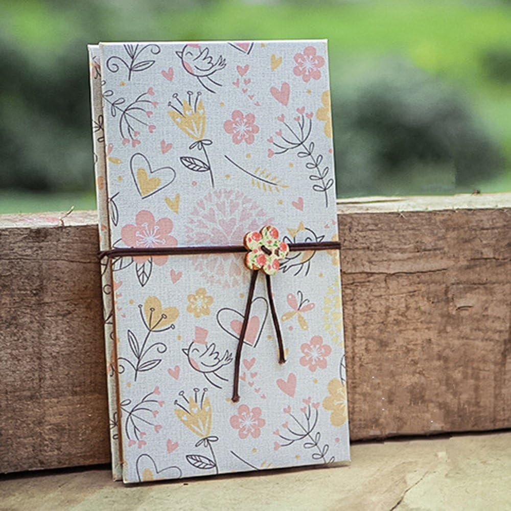 Duolaisu DIY Handmade Cloth Hardcover Kraft Paper Retro Accordion Style Photo Album 8.5x4.5Inch, Holds 4 x 6Inch Photos,One Self-adhesive Photo Corners