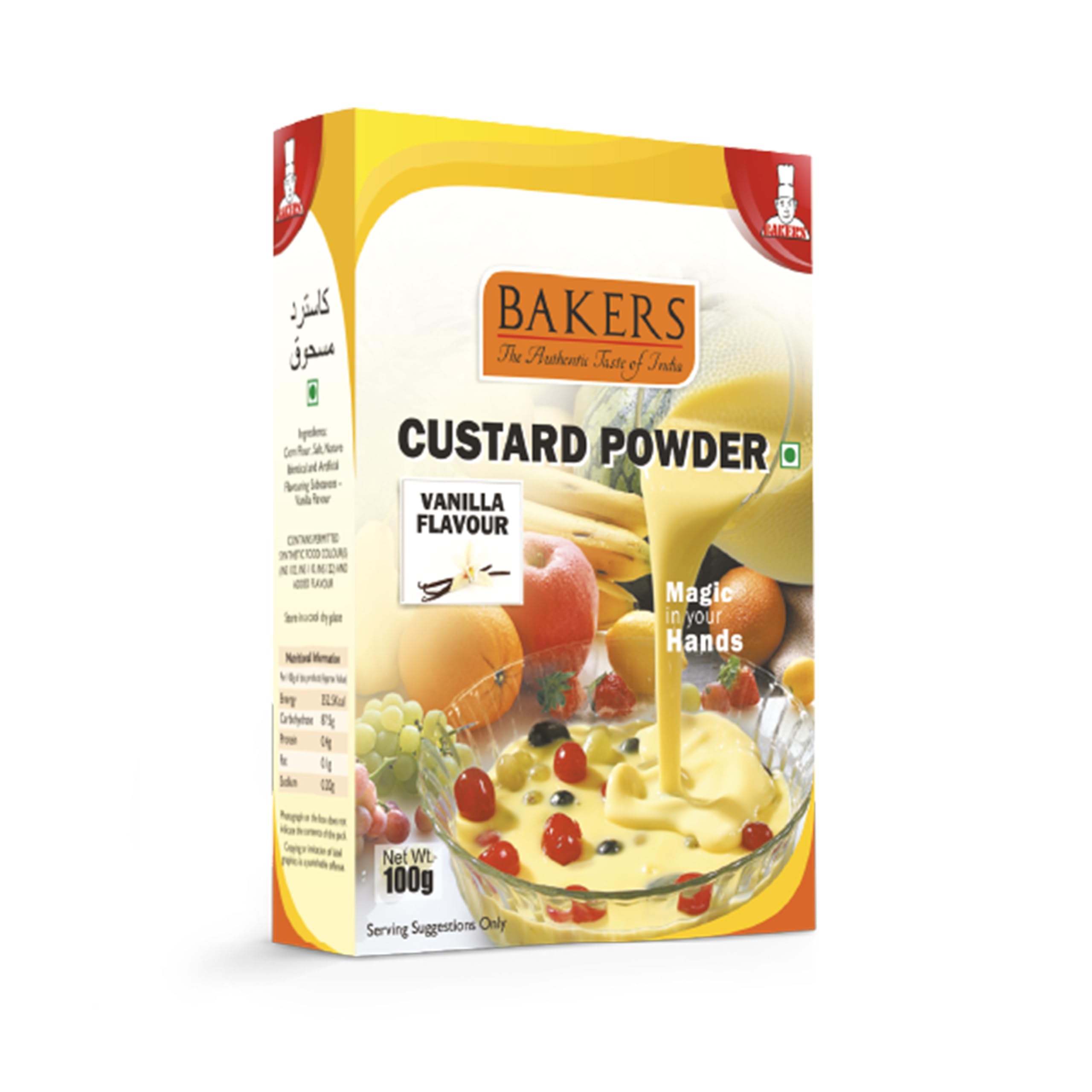 BAKERS Vanilla Flavored Custard Powder | Contains No Eggs | Easy to Make | Long Shelf Life | Smooth & Velvety | Pack of 6 (100 gm x 6) (B0CY55J912) Amazon Price History, Amazon Price Tracker