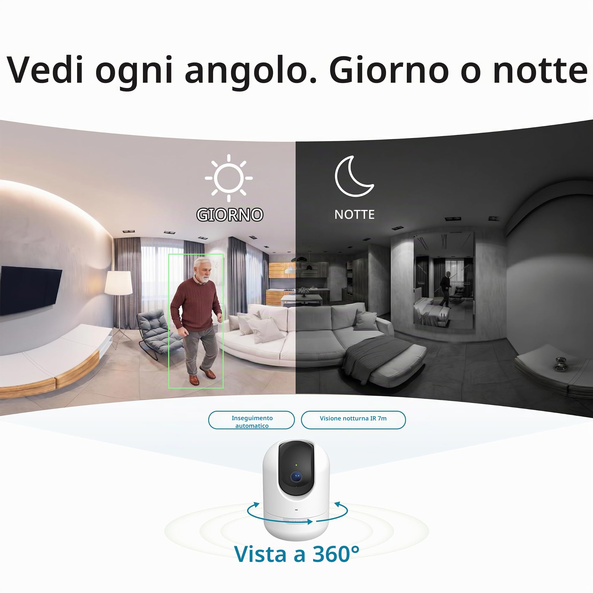 D-Link DCS-8610 Telecamera Wi-Fi Pan & Tilt 2.5K QHD, IA Persone e Cadute, Auto Tracking 360°, Visione Notturna, Audio 2 Vie, Dual Band, Ethernet, microSD, mydlink App