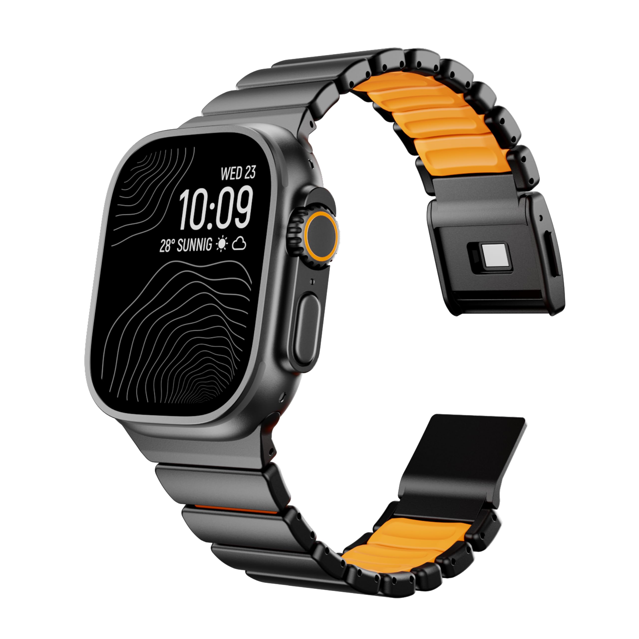 Pulsera de titanio compatible con Apple Watch Ultra 3/2/1 49 mm, doble capa de silicona de titanio, cierre magnético de repuesto para iWatch Series11