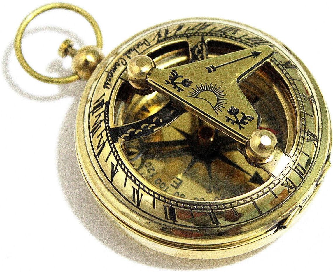 Brass Working Compass Antqiue Compass with Beautiful Star Dial for Girl, Boy, Men, Women, Husband Brass Nautical Compass-image-20